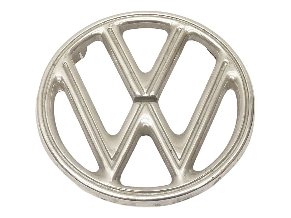 VW-Emblem für Fronthaube ohne "Buckel" und mit 4 Schlitzen, mit vier "kurzen" Laschen – Angebot von Ralfs VW-Teile