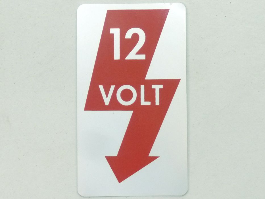 Aufkleber "12 V" in rotem Blitz – Angebot von Ralfs VW-Teile