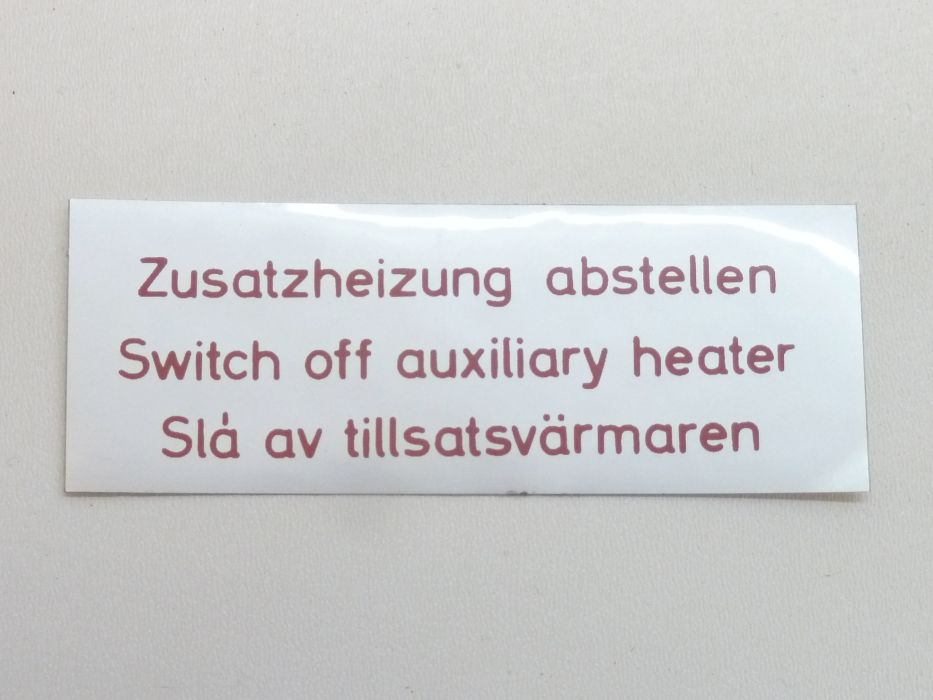 Aufkleber 'Zusatzheizung abstellen' – Angebot von Ralfs VW-Teile