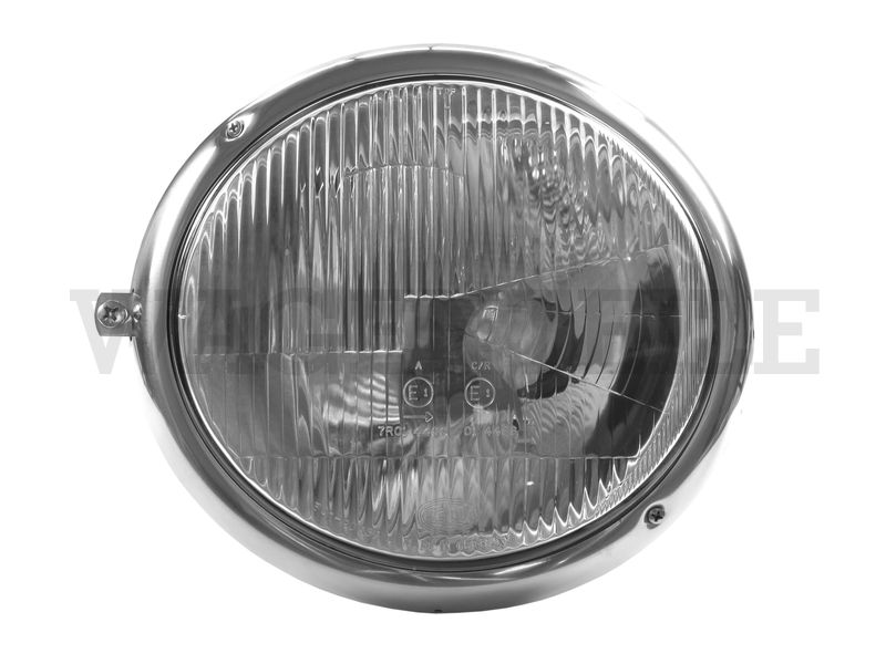 Scheinwerfer T1 links, Bilux (asymmetrisch), Scheinwerferring Edelstahl poliert – Angebot von Wagenteile