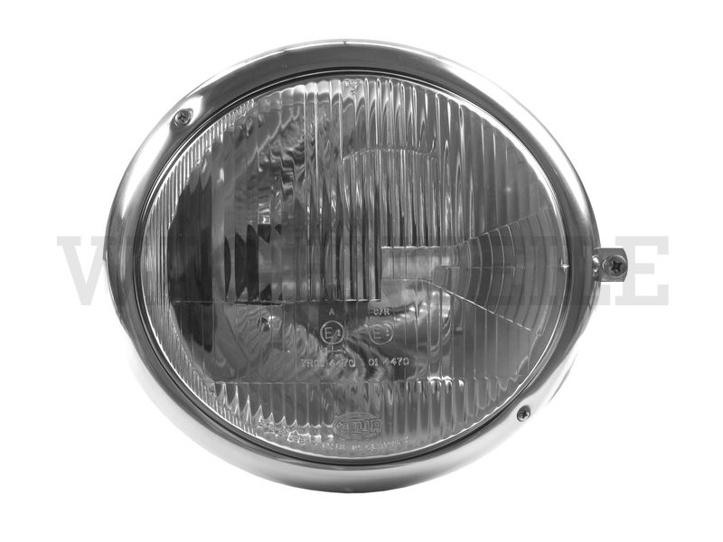Scheinwerfer T1 rechts, Bilux (asymmetrisch), Scheinwerferring Edelstahl poliert – Angebot von Wagenteile