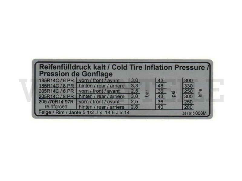 Aufkleber 'Reifendruck' Allrad 14 – Angebot von Wagenteile